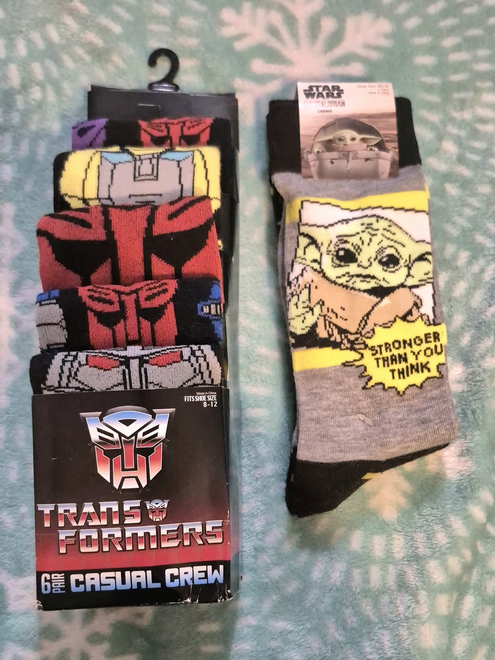 8 Pairs Disney Star Wars & Transformers Men's Crew Socks - Brand New